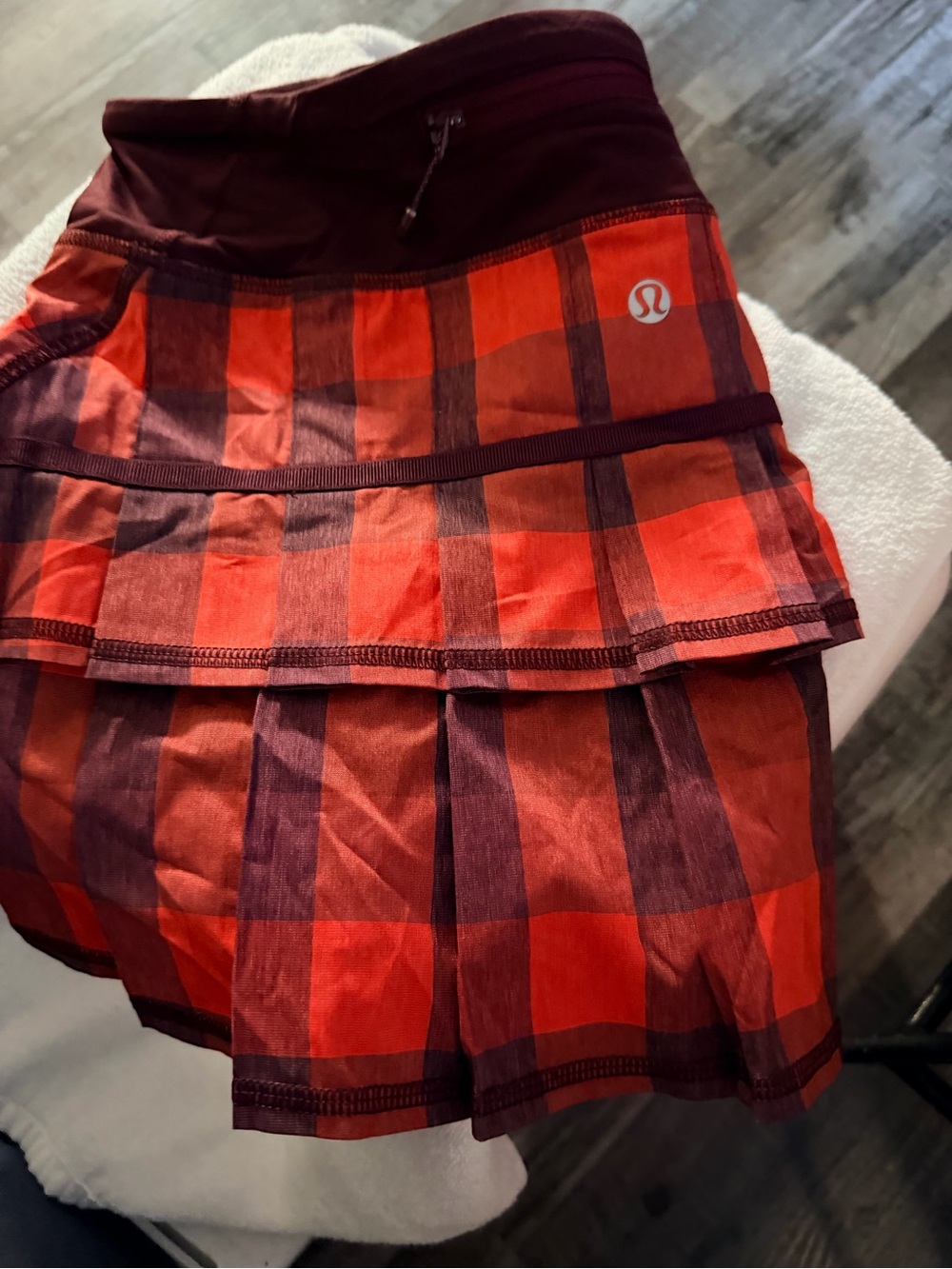 lululemon athletica Red and Maroon Plaid Athletic Skort